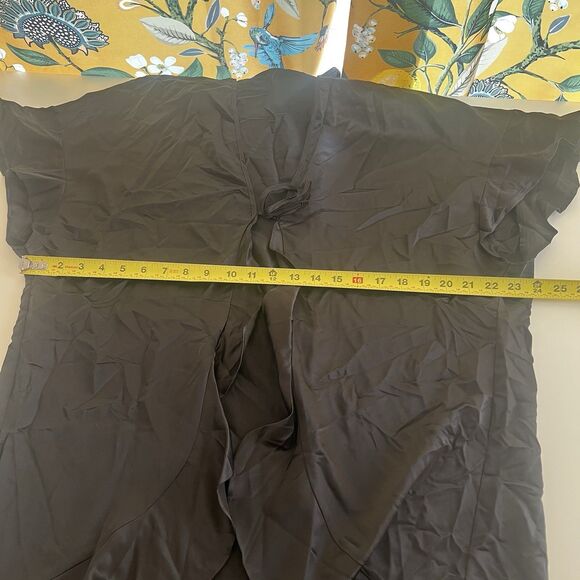 Victoria's Secret Mini Robe One Size Black Satin Short Front Ties Loungewear - Picture 7 of 8